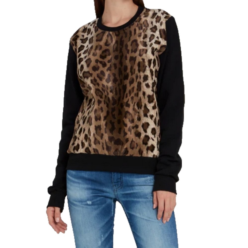 Alfani Women's SOFT Faux Fur Leopard Print Pajama/Lounge/Sweat Shirt/Top Medium